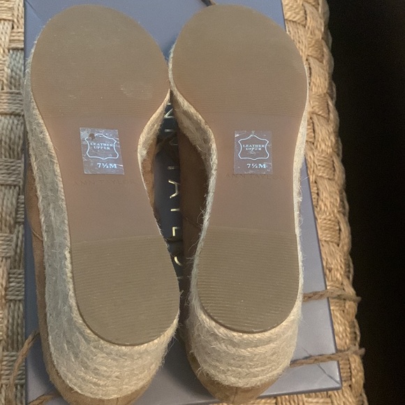 Ann Taylor Elsa Suede Espadrille Wedge—Toasted Almond ankle wrap sandal - Picture 5 of 9